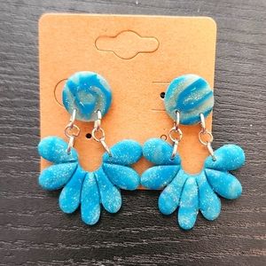 Free W/ Purchase Translucent Blue Clay Post Dangle Statement Earrings